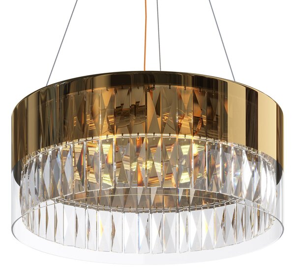 Lampadario Contemporaneo Wonderland Acciaio Oro 6 Luci Diffusori Vetro