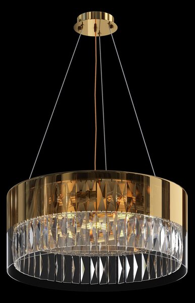Lampadario Contemporaneo Wonderland Acciaio Oro 6 Luci Diffusori Vetro