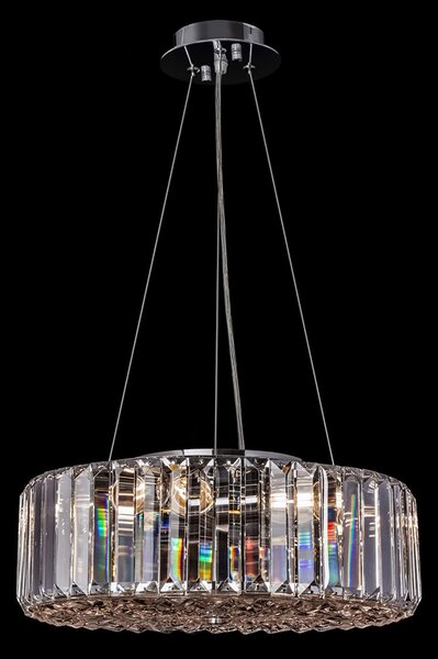 Lampadario Contemporaneo Recinto Metallo Cromo 6 Luci Diffusori Vetro Trasp
