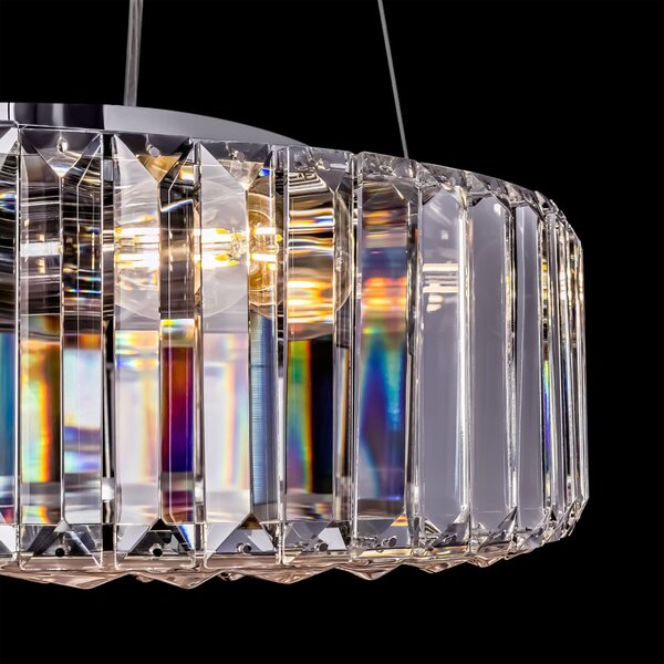 Lampadario Contemporaneo Recinto Metallo Cromo 6 Luci Diffusori Vetro Trasp