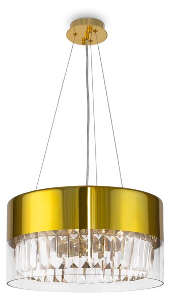 Lampadario Contemporaneo Wonderland Acciaio Oro 4 Luci Diffusori Vetro