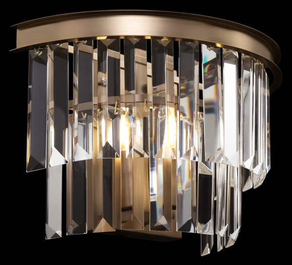 Applique Contemporanea Revero Metallo Ottone 1 Luce Diffusore Vetro