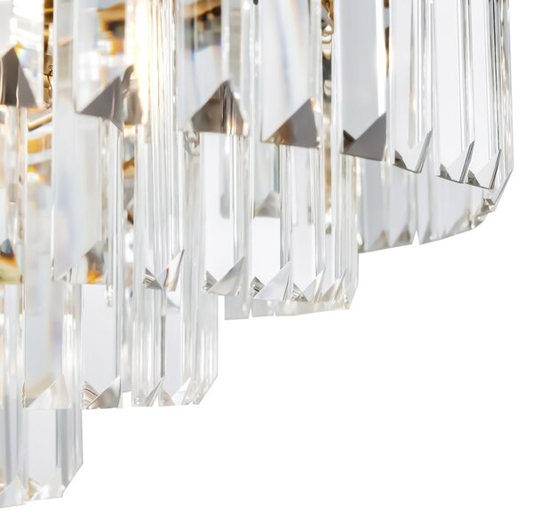 Lampadario Contemporaneo Revero Metallo Ottone 12 Luci Diffusori Vetro