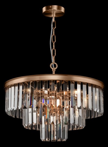 Lampadario Contemporaneo Revero Metallo Ottone 7 Luci Diffusori Vetro