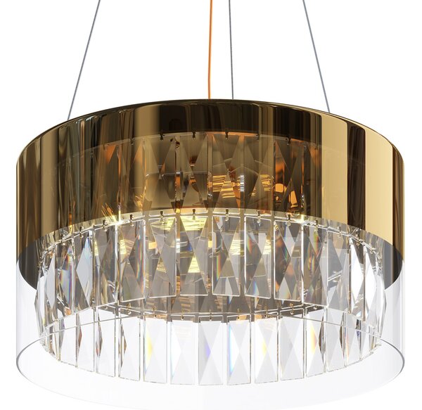 Lampadario Contemporaneo Wonderland Acciaio Oro 4 Luci Diffusori Vetro