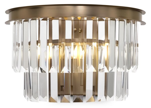 Applique Contemporanea Revero Metallo Ottone 1 Luce Diffusore Vetro