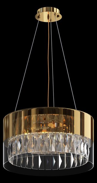 Lampadario Contemporaneo Wonderland Acciaio Oro 4 Luci Diffusori Vetro
