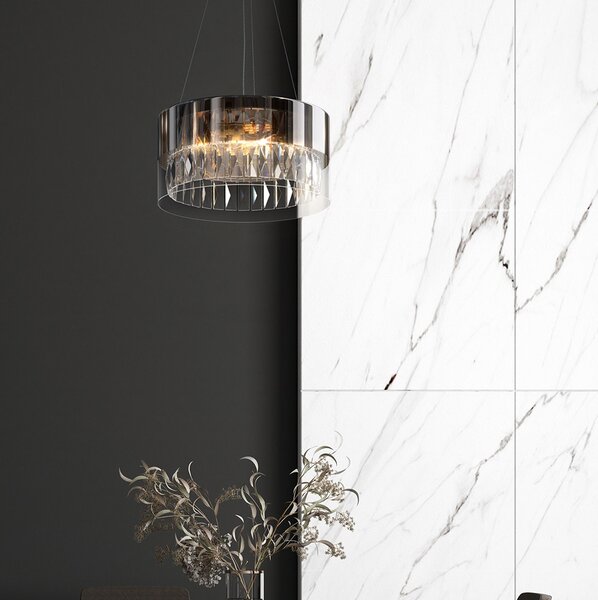 Lampadario Contemporaneo Wonderland Acciaio Oro 4 Luci Diffusori Vetro