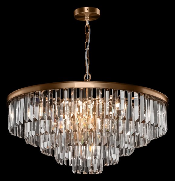 Lampadario Contemporaneo Revero Metallo Ottone 12 Luci Diffusori Vetro