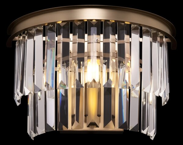 Applique Contemporanea Revero Metallo Ottone 1 Luce Diffusore Vetro