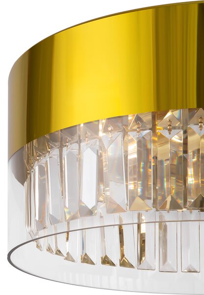 Lampadario Contemporaneo Wonderland Acciaio Oro 4 Luci Diffusori Vetro