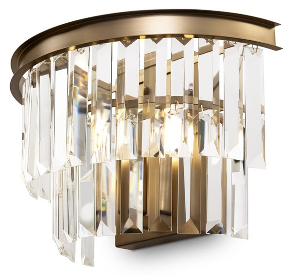 Applique Contemporanea Revero Metallo Ottone 1 Luce Diffusore Vetro
