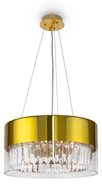 Lampadario Contemporaneo Wonderland Acciaio Oro 4 Luci Diffusori Vetro