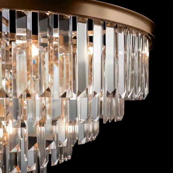 Lampadario Contemporaneo Revero Metallo Ottone 16 Luci Diffusori Vetro