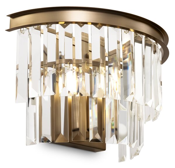 Applique Contemporanea Revero Metallo Ottone 1 Luce Diffusore Vetro