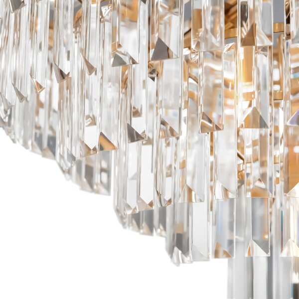 Lampadario Contemporaneo Revero Metallo Ottone 16 Luci Diffusori Vetro