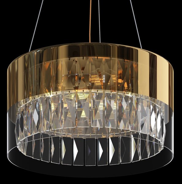 Lampadario Contemporaneo Wonderland Acciaio Oro 4 Luci Diffusori Vetro