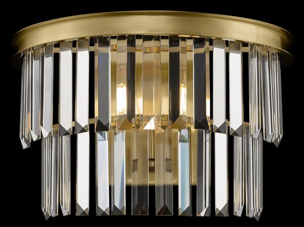 Applique Contemporanea Revero Metallo Ottone 1 Luce Diffusore Vetro