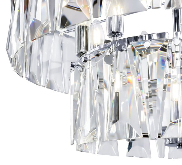 Lampadario Contemporaneo Puntes Metallo Cromo 12 Luci Diffusori