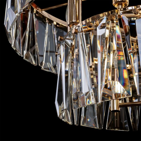 Lampadario Contemporaneo Puntes Metallo Oro 12 Luci Diffusori Vetro