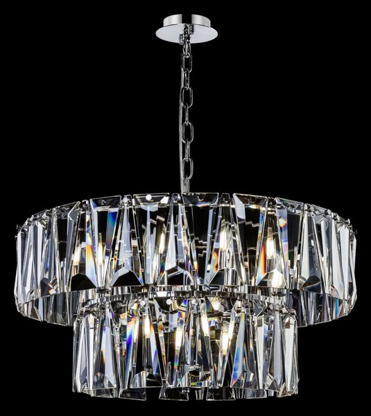 Lampadario Contemporaneo Puntes Metallo Cromo 12 Luci Diffusori