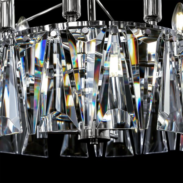 Lampadario Contemporaneo Puntes Metallo Cromo 12 Luci Diffusori