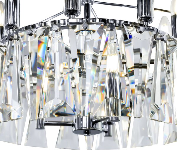 Lampadario Contemporaneo Puntes Metallo Cromo 12 Luci Diffusori