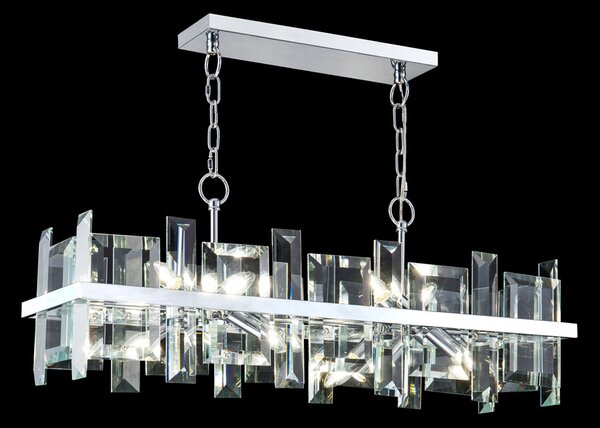 Lampadario Contemporaneo Cerezo Metallo Cromo 8 Luci Diffusori Vetro E Metallo