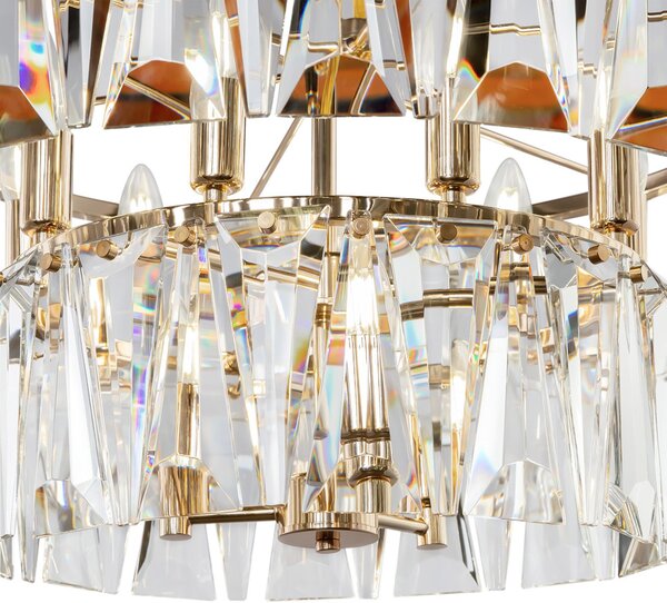 Lampadario Contemporaneo Puntes Metallo Oro 12 Luci Diffusori Vetro