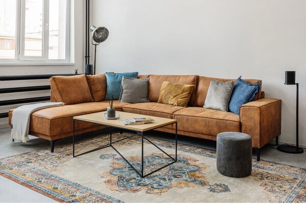 Divano angolare in similpelle marrone cognac (angolo destro) Copenhagen - Scandic