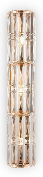 Applique Contemporanea Facet Metallo Oro 3 Luci Diffusori Vetro Trasparente