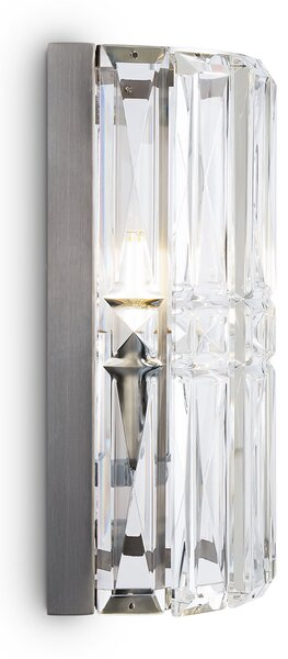 Applique Contemporanea Facet Metallo Cromo 1 Luce Diffusore Vetro
