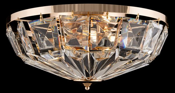 Plafoniera Contemporanea Facet Metallo Oro 6 Luci Diffusori Vetro