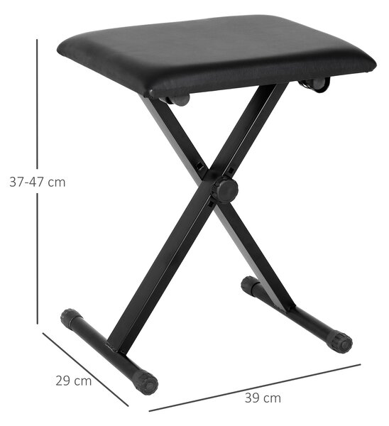 HOMCOM Panca per Pianoforte Imbottita Altezza Regolabile Pieghevole Antiscivolo, Nero, 39x29x47cm|Aosom