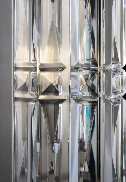 Applique Contemporanea Facet Metallo Cromo 1 Luce Diffusore Vetro
