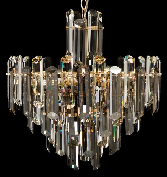 Lampadario Contemporaneo Flare Metallo Oro 6 Luci Diffusori Vetro
