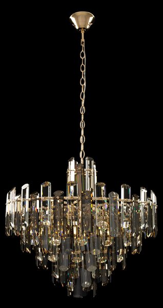 Lampadario Contemporaneo Flare Metallo Oro 8 Luci Diffusori Vetro