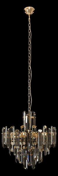Lampadario Contemporaneo Flare Metallo Oro 6 Luci Diffusori Vetro