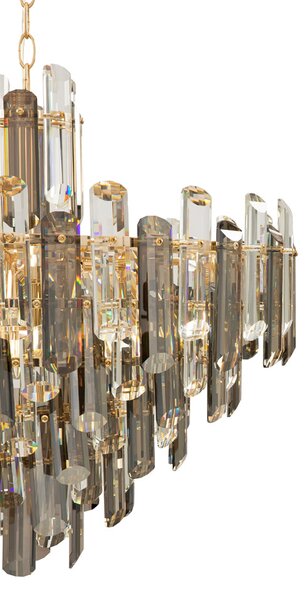 Lampadario Contemporaneo Flare Metallo Oro 8 Luci Diffusori Vetro