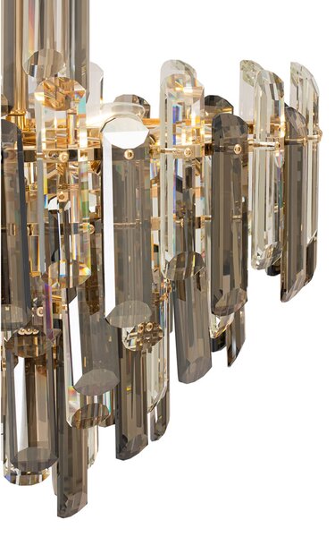 Lampadario Contemporaneo Flare Metallo Oro 6 Luci Diffusori Vetro