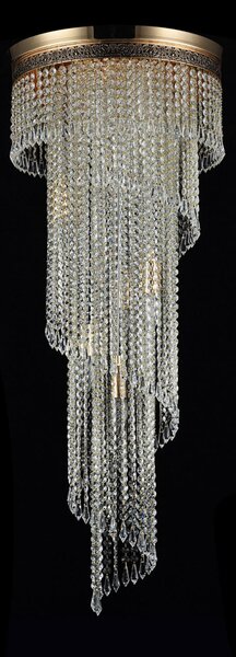 Plafoniera Contemporanea Cascade Metallo Oro 12 Luci Diffusori Vetro