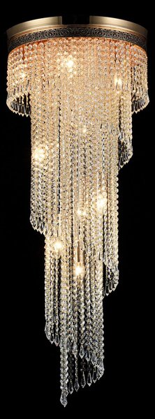 Plafoniera Contemporanea Cascade Metallo Oro 12 Luci Diffusori Vetro