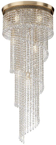 Plafoniera Contemporanea Cascade Metallo Oro 12 Luci Diffusori Vetro