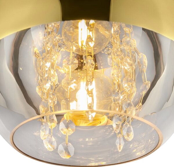 Sospensione Contemporaneo Fermi Metallo Oro 1 Luce Diffusore Vetro E Metallo