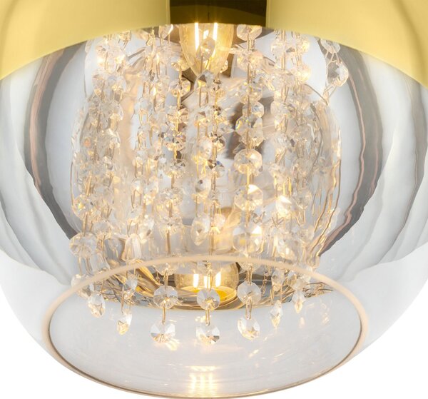Lampadario Contemporaneo Fermi Metallo Oro 1 Luce Diffusore Vetro E Metallo