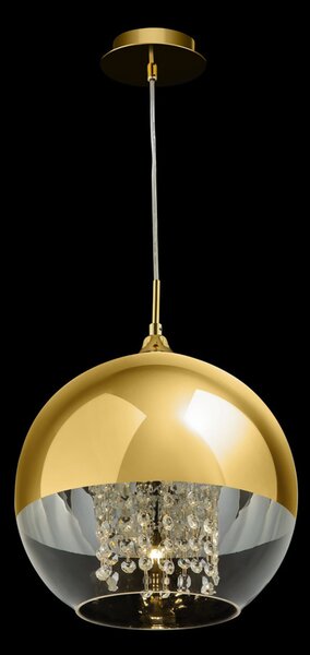 Lampadario Contemporaneo Fermi Metallo Oro 1 Luce Diffusore Vetro E Metallo