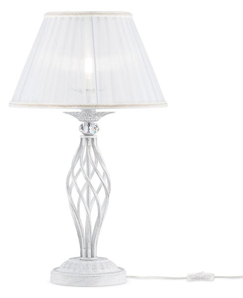 Lampada Da Scrivania Ufficio Shabby Chic Grace Metallo Bianco Diffusore Bianco
