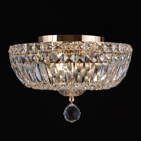 Plafoniera Contemporanea Basfor Metallo Oro 3 Luci Diffusori Tessile