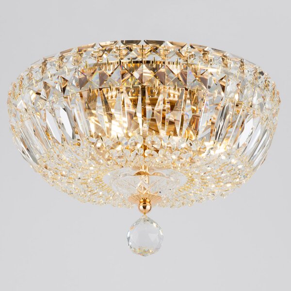 Plafoniera Contemporanea Basfor Metallo Oro 3 Luci Diffusori Tessile