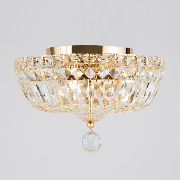 Plafoniera Contemporanea Basfor Metallo Oro 3 Luci Diffusori Tessile